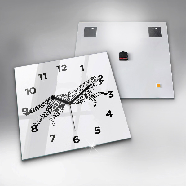 Szögletes fali üvegóra Sziluettje egy párduc