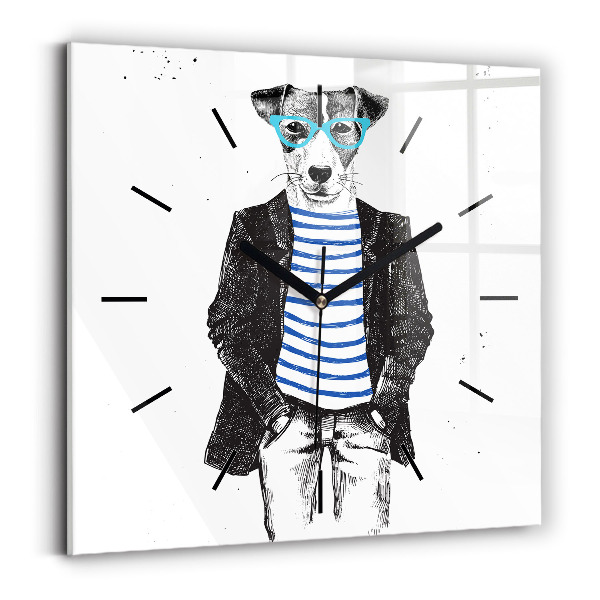 Szögletes fali üvegóra Kutya az emberi testben
