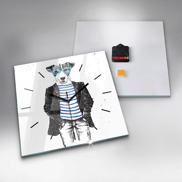 Szögletes fali üvegóra Kutya az emberi testben