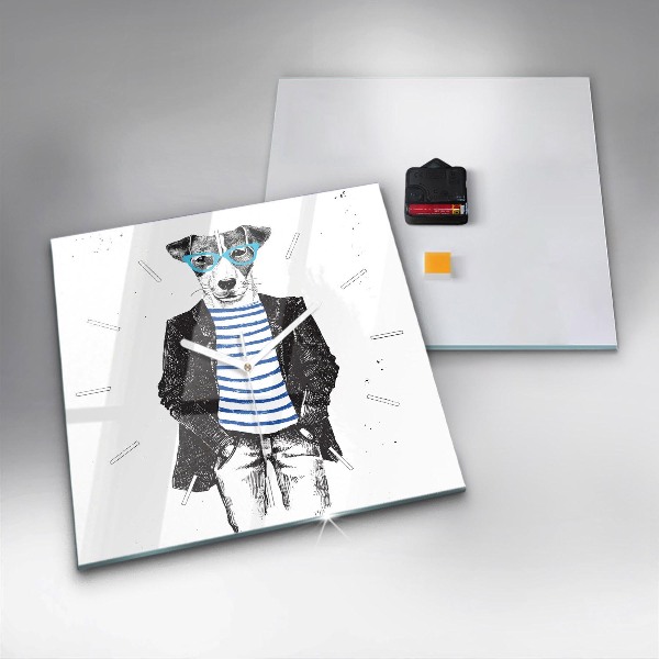 Szögletes fali üvegóra Kutya az emberi testben