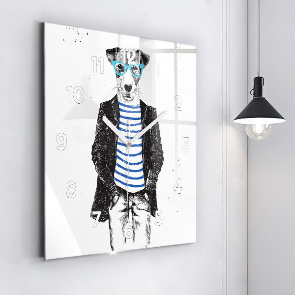 Szögletes fali üvegóra Kutya az emberi testben