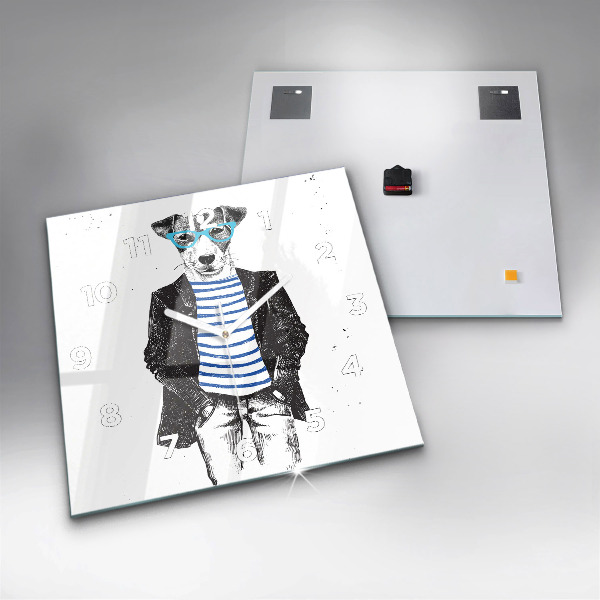 Szögletes fali üvegóra Kutya az emberi testben