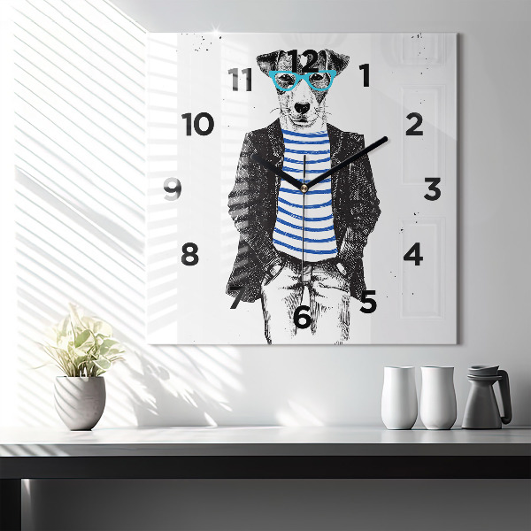 Szögletes fali üvegóra Kutya az emberi testben
