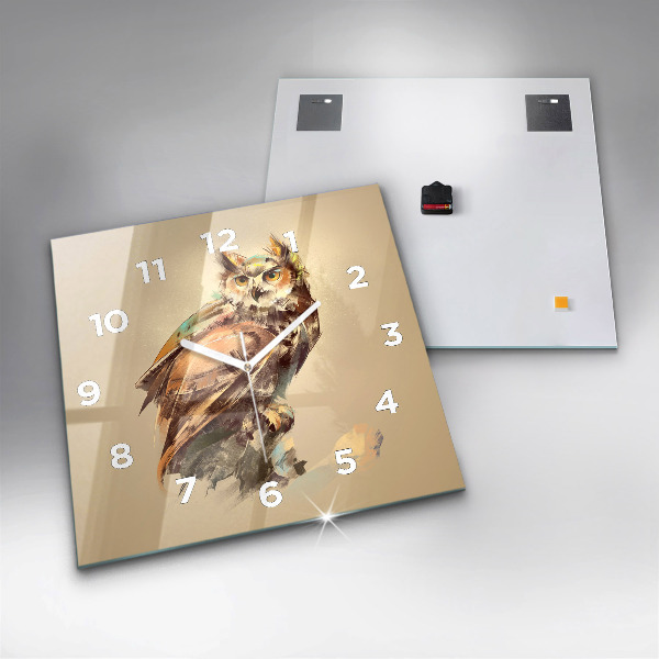 Szögletes fali üvegóra Bagoly - a bölcsesség jele