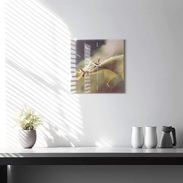 Szögletes fali üvegóra Sárkánylovas illusztráció