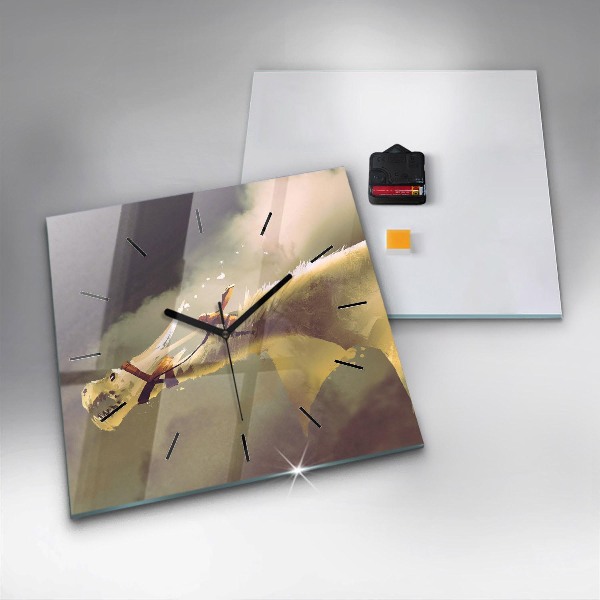 Szögletes fali üvegóra Sárkánylovas illusztráció