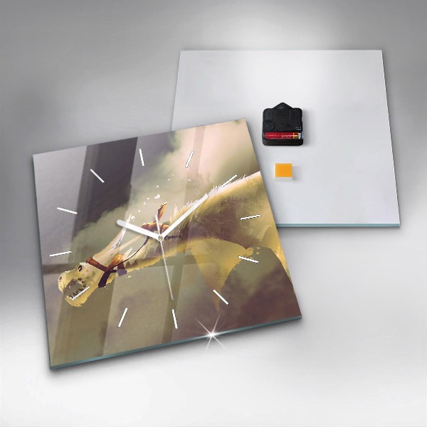 Szögletes fali üvegóra Sárkánylovas illusztráció