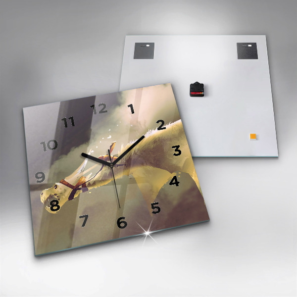 Szögletes fali üvegóra Sárkánylovas illusztráció