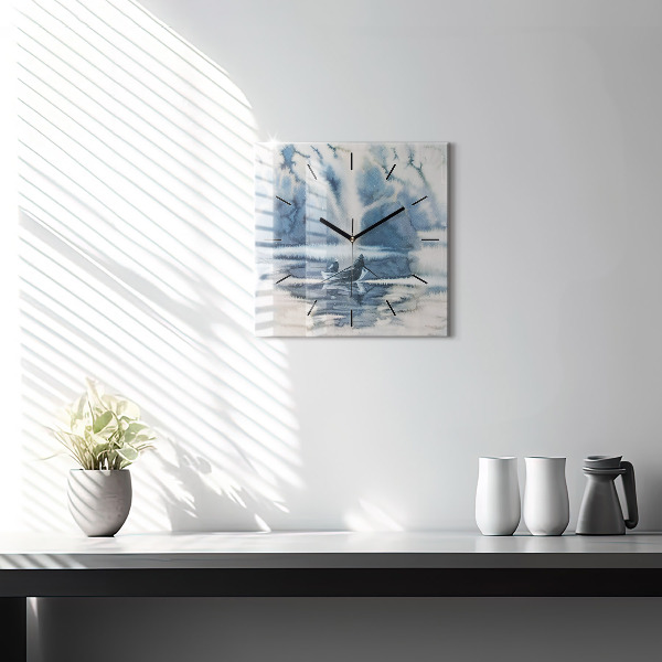 Szögletes fali üvegóra Téli Łódka-tó