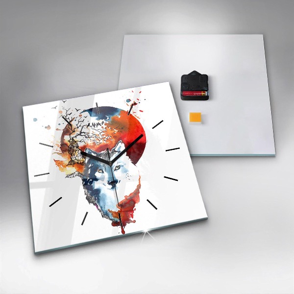 Szögletes fali üvegóra A farkas és a telihold