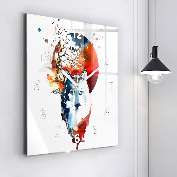 Szögletes fali üvegóra A farkas és a telihold