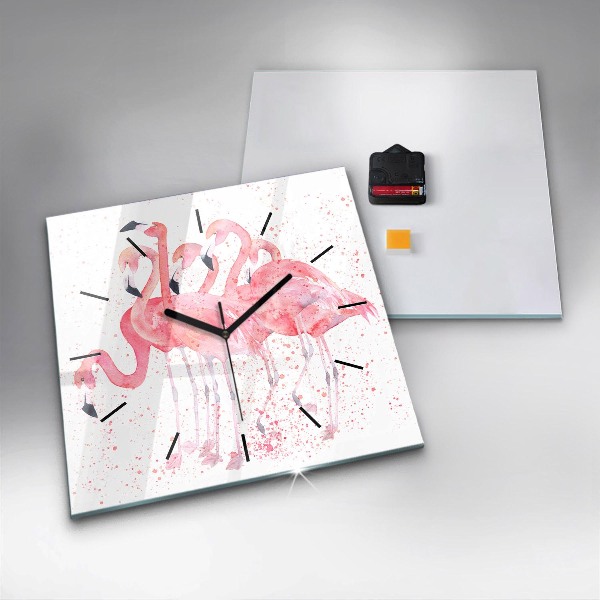 Szögletes fali üvegóra Egy csomó flamingót