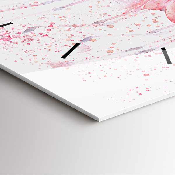 Szögletes fali üvegóra Egy csomó flamingót