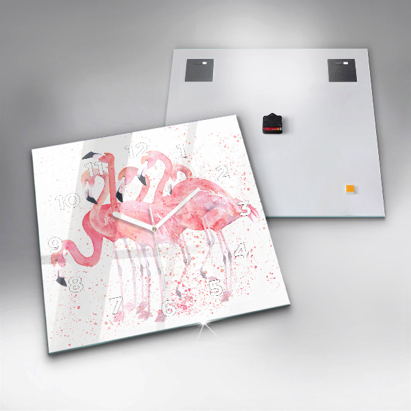 Szögletes fali üvegóra Egy csomó flamingót