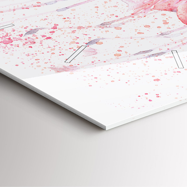 Szögletes fali üvegóra Egy csomó flamingót