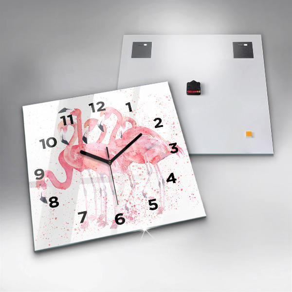 Szögletes fali üvegóra Egy csomó flamingót