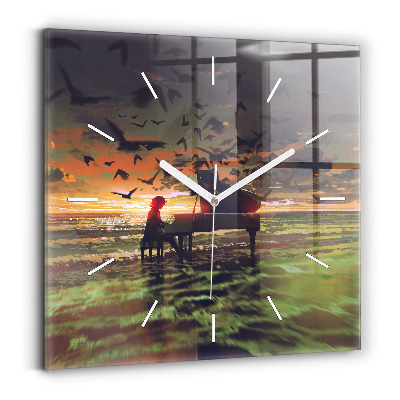 Szögletes fali üvegóra Koncert a tengerparton