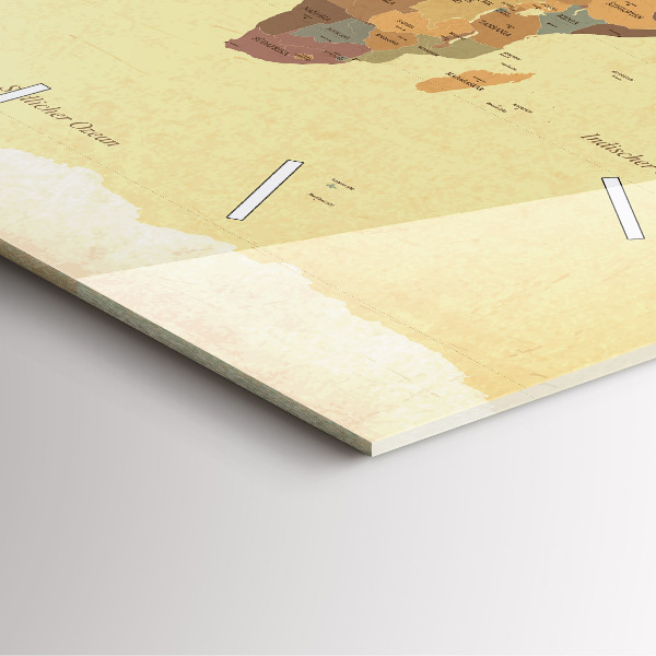 Szögletes fali üvegóra Vintage világtérkép