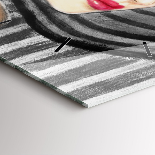 Szögletes fali üvegóra Fekete-fehér nő