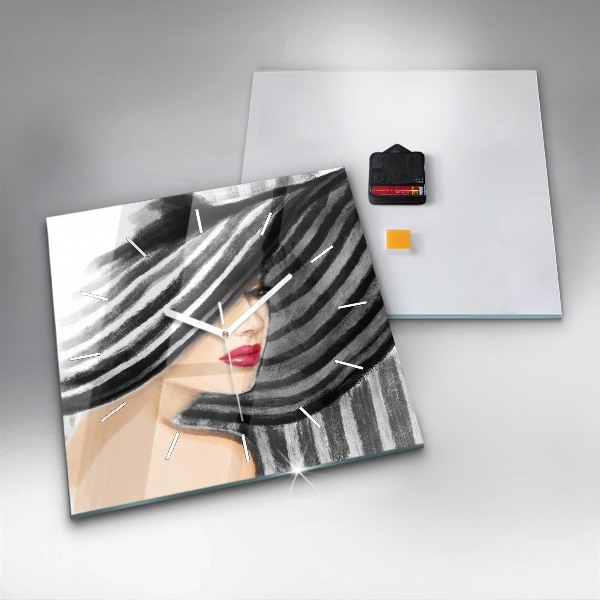Szögletes fali üvegóra Fekete-fehér nő