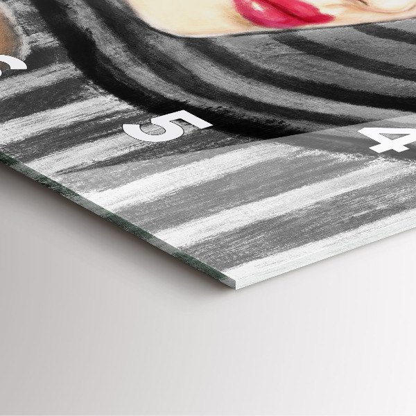 Szögletes fali üvegóra Fekete-fehér nő