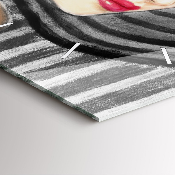 Szögletes fali üvegóra Fekete-fehér nő