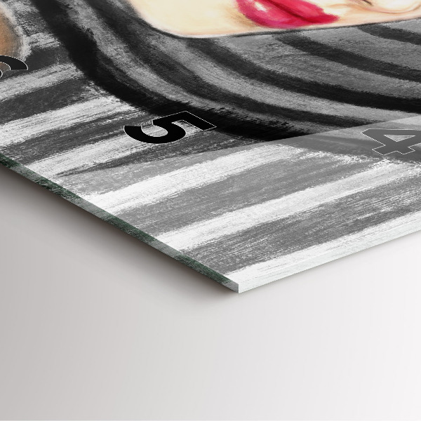 Szögletes fali üvegóra Fekete-fehér nő