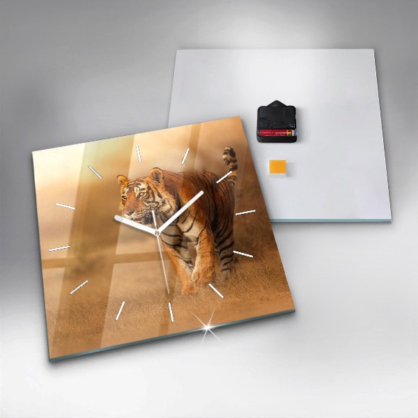 Szögletes fali üvegóra Vadásztigris