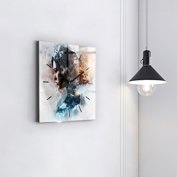 Szögletes fali üvegóra Absztrakt arcok