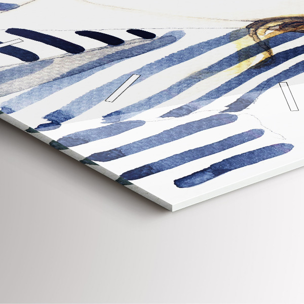 Szögletes fali üvegóra Arc szemüveggel és kalappal