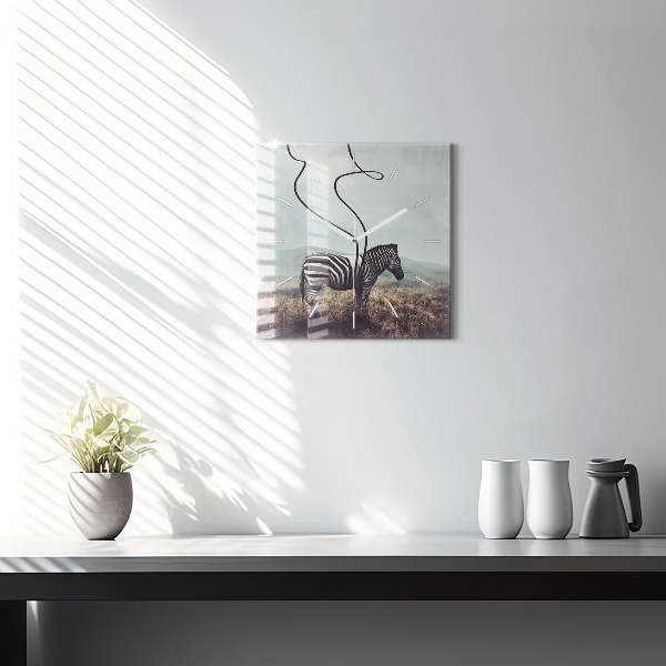 Szögletes fali üvegóra Zebra – Absztrakció