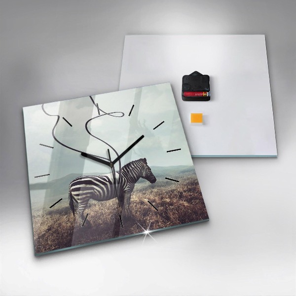 Szögletes fali üvegóra Zebra – Absztrakció