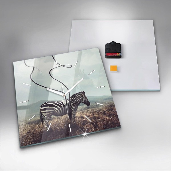 Szögletes fali üvegóra Zebra – Absztrakció