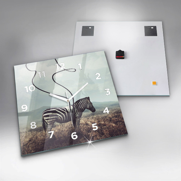 Szögletes fali üvegóra Zebra – Absztrakció