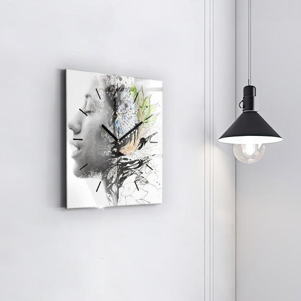 Szögletes fali üvegóra Absztrakt női arc