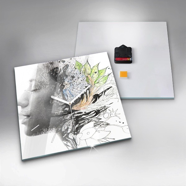 Szögletes fali üvegóra Absztrakt női arc