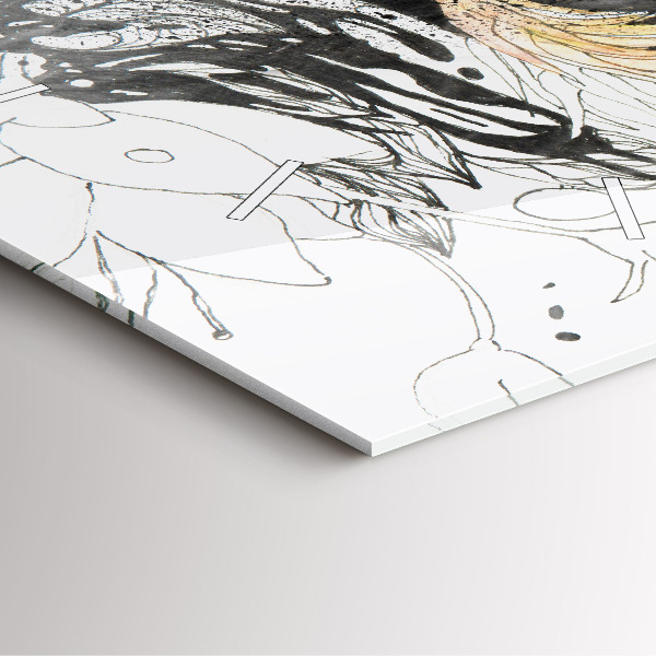 Szögletes fali üvegóra Absztrakt női arc