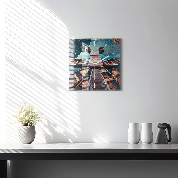 Szögletes fali üvegóra Móló és tó