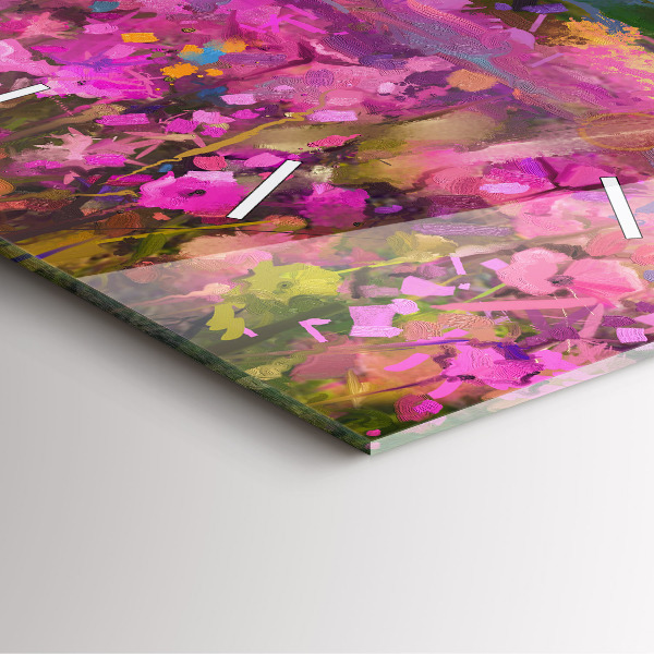 Szögletes fali üvegóra Rét a naplementében