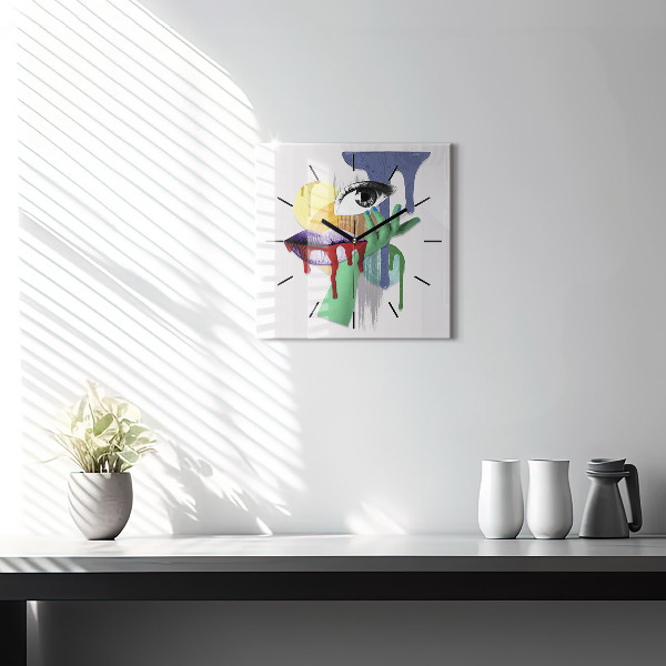 Szögletes fali üvegóra Szürrealista kollázs
