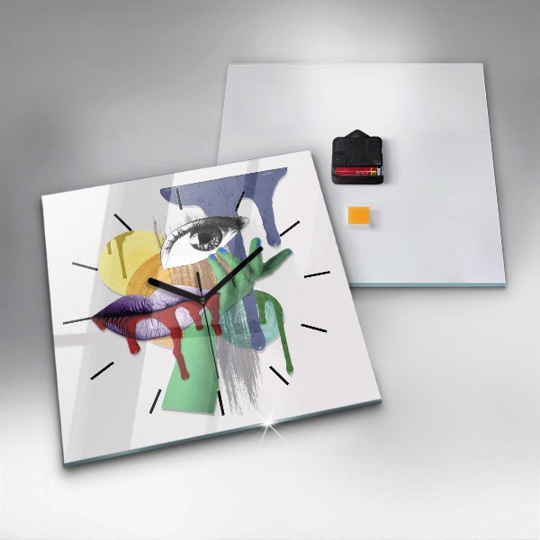 Szögletes fali üvegóra Szürrealista kollázs