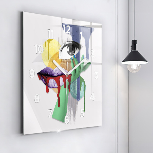 Szögletes fali üvegóra Szürrealista kollázs
