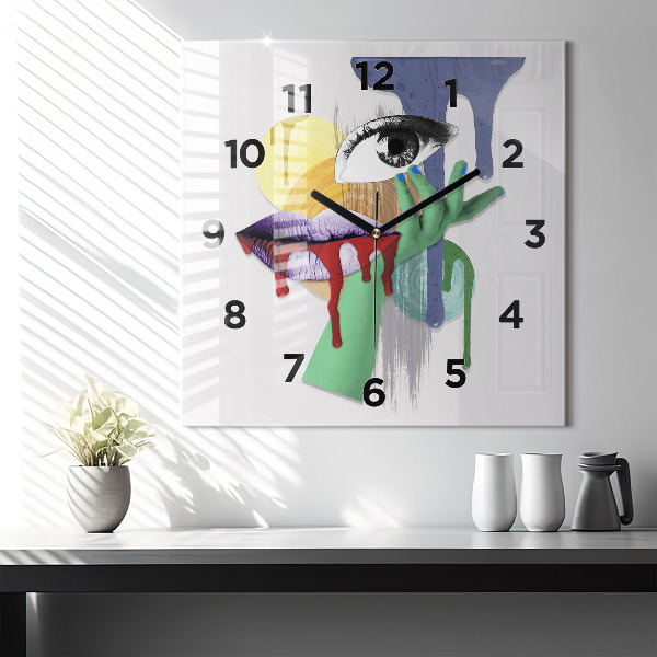 Szögletes fali üvegóra Szürrealista kollázs