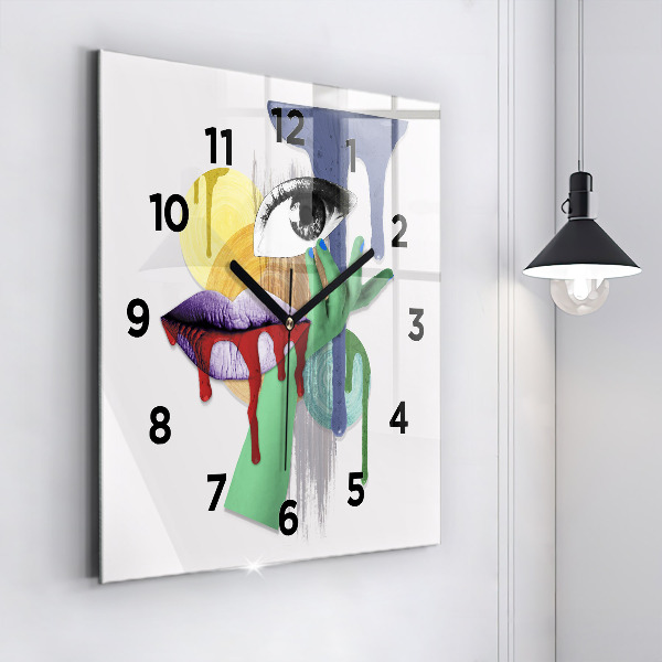 Szögletes fali üvegóra Szürrealista kollázs