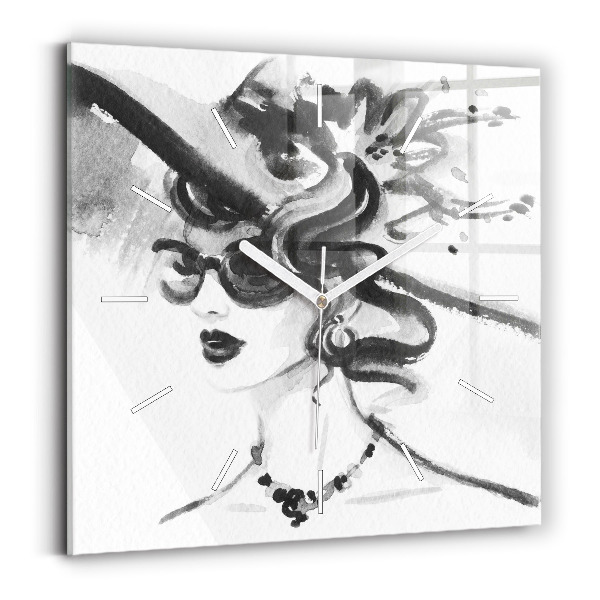 Szögletes fali üvegóra Divatos nő