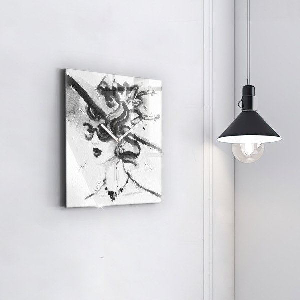 Szögletes fali üvegóra Divatos nő