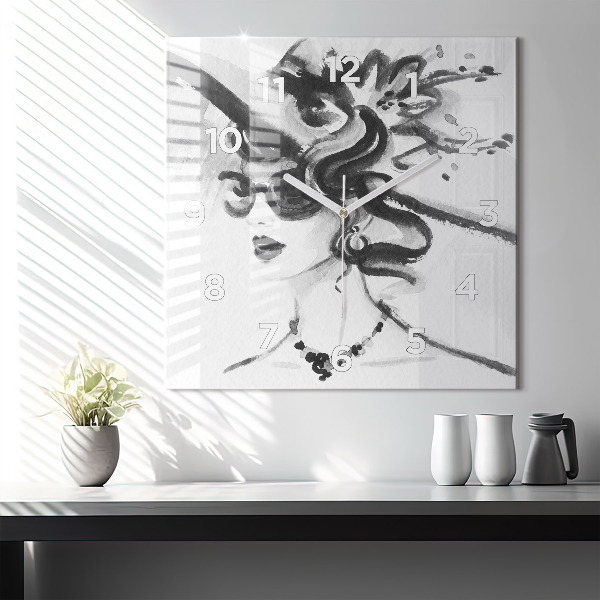 Szögletes fali üvegóra Divatos nő