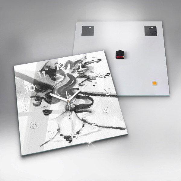 Szögletes fali üvegóra Divatos nő