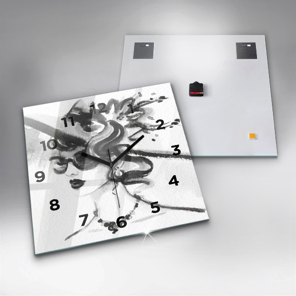 Szögletes fali üvegóra Divatos nő