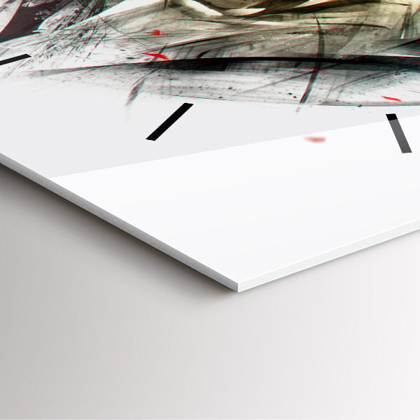 Szögletes fali üvegóra Rajzolt portré egy farkasról